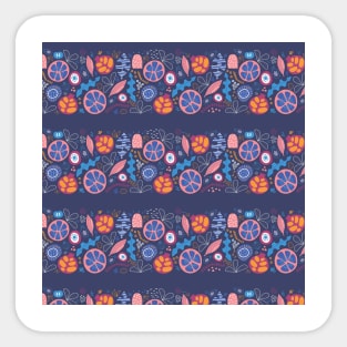 Blue Fruit Slice Stripes Sticker